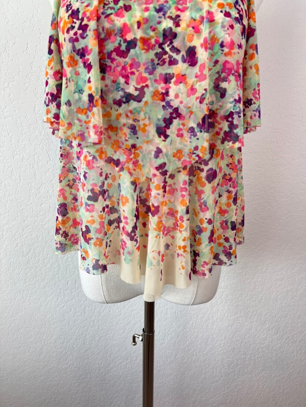 Vintage Y2K Floral Ruffle Layered Multicolor Swim Tankini Top size Medium - Picture 2 of 10